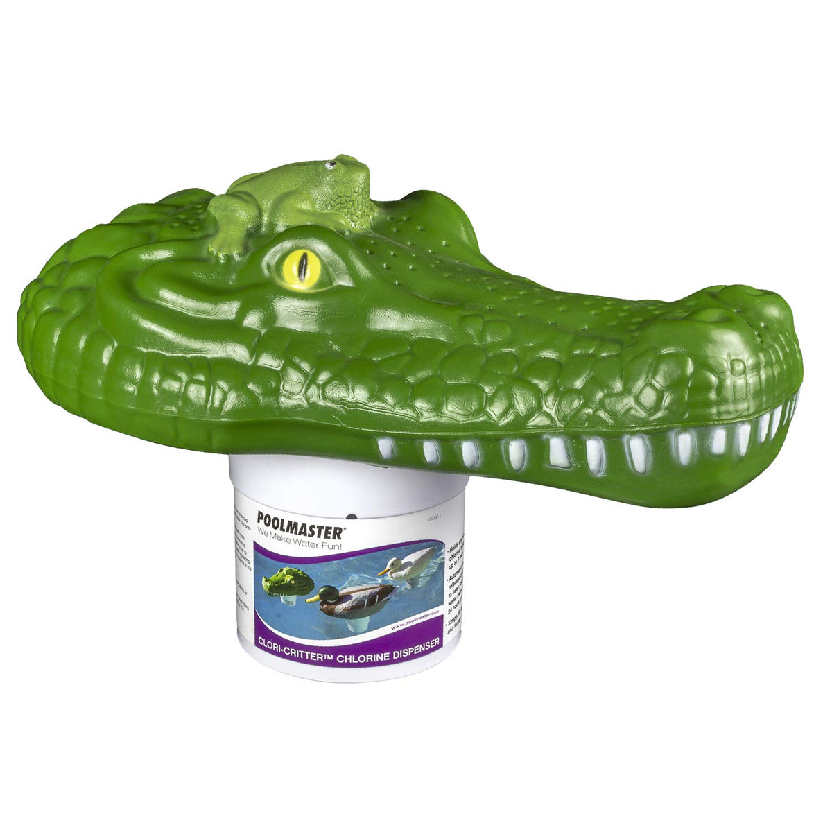 Poolmaster Adjustable Chlorine Dispenser Green Alligator front view