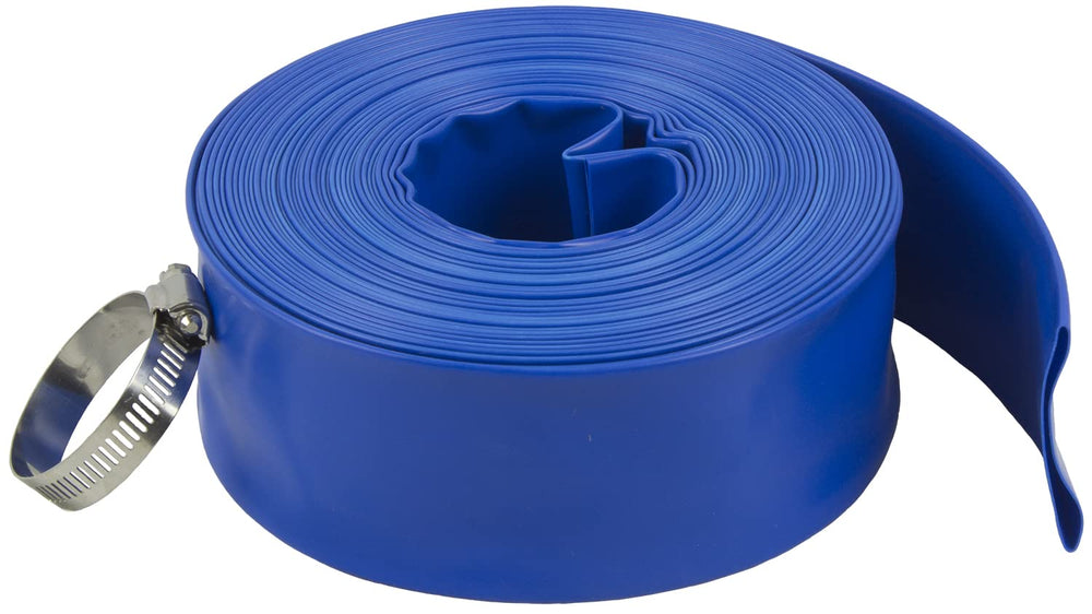Poolmaster Backwash Hose 50 Ft blue model with stainless steel clamp