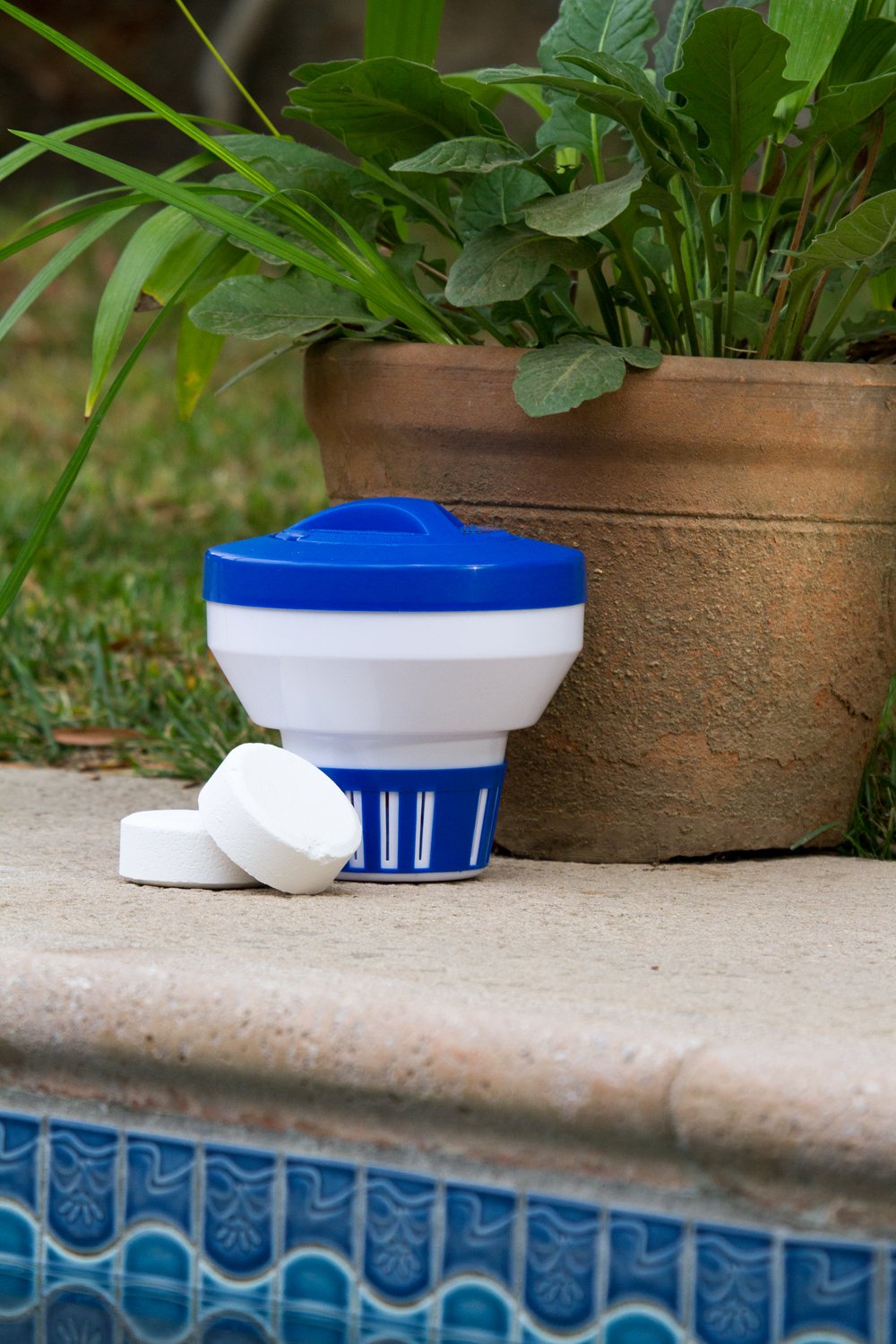 Poolmaster chlorine dispenser showing adjustable dispensing ring