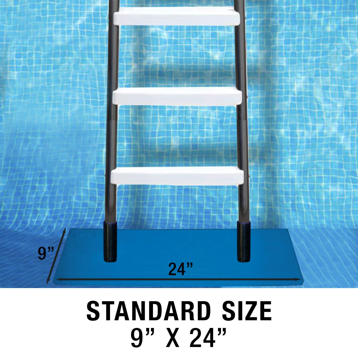 Poolmaster ladder pad placed under pool ladder feet