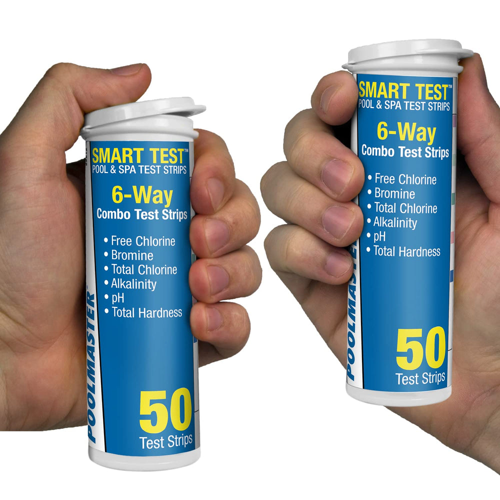 Poolmaster Test Strips Showing Six Chemical Factors