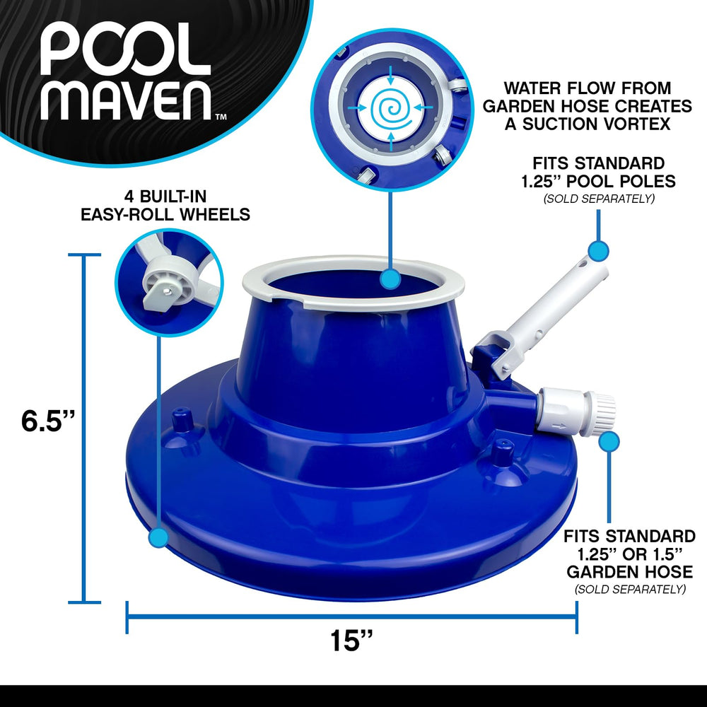 Poolmaven Heavy-Duty Pool Leaf Vacuum Head with mesh bag