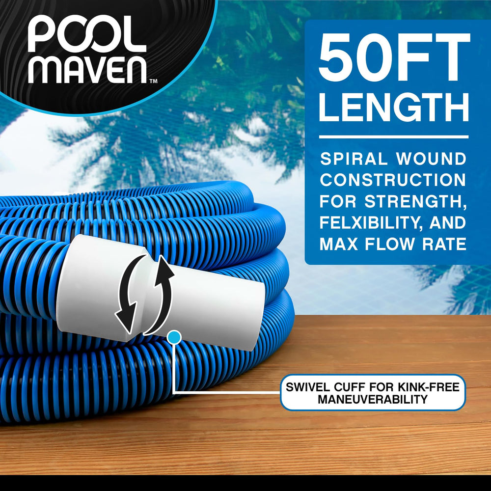 Poolmaven vacuum hose blue color with swivel cuff