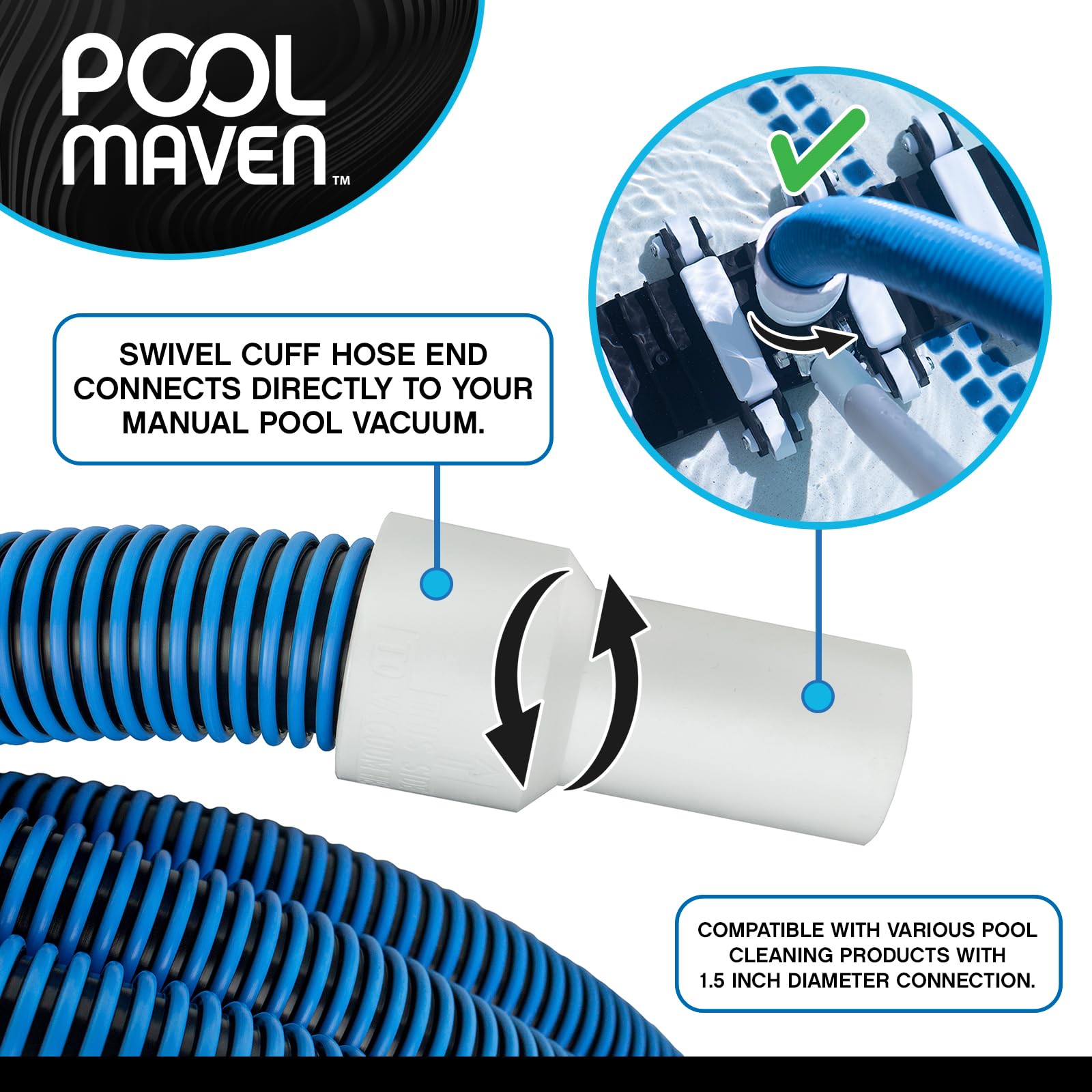 Poolmaven vacuum hose coiled for storage