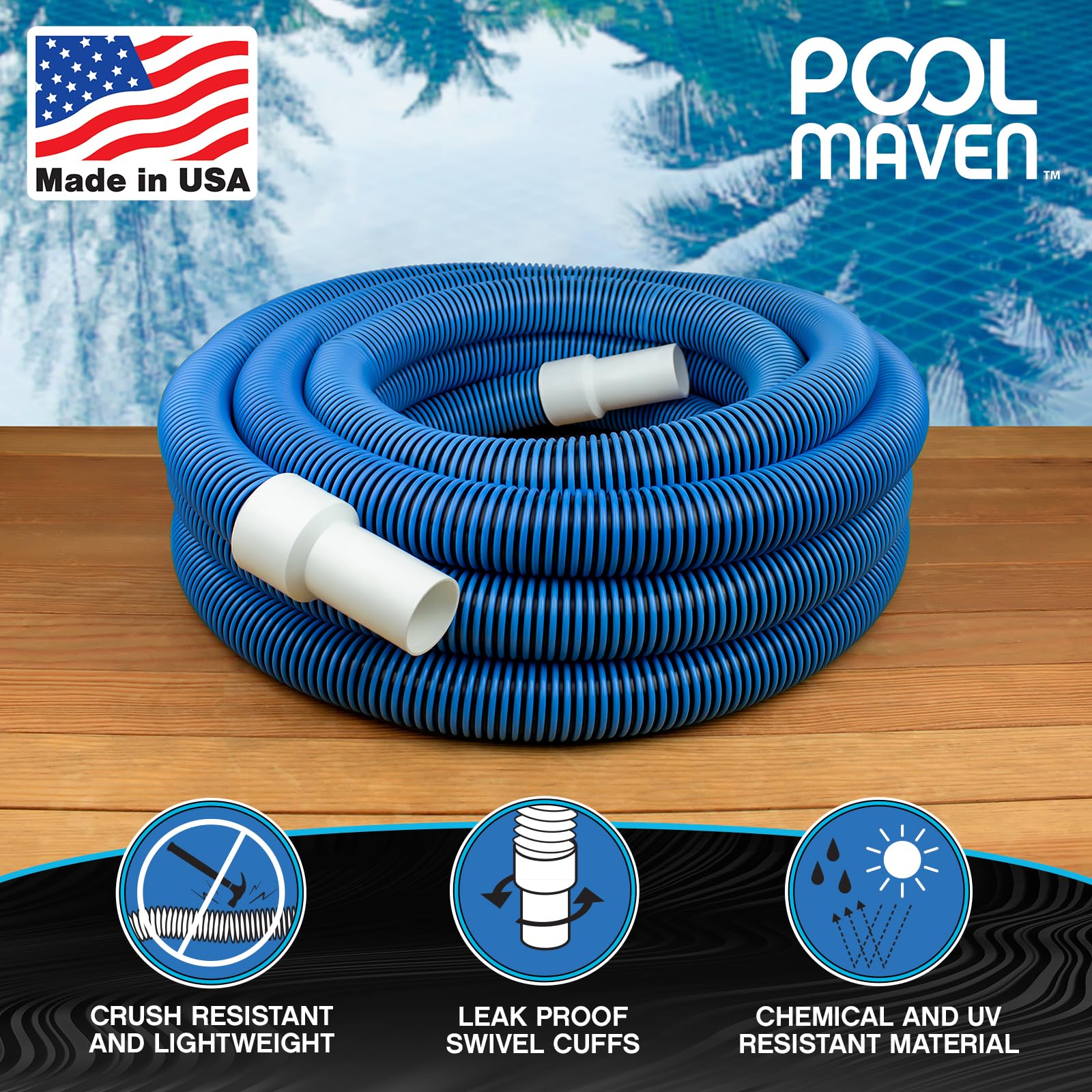Poolmaven vacuum hose in use in a swimming pool