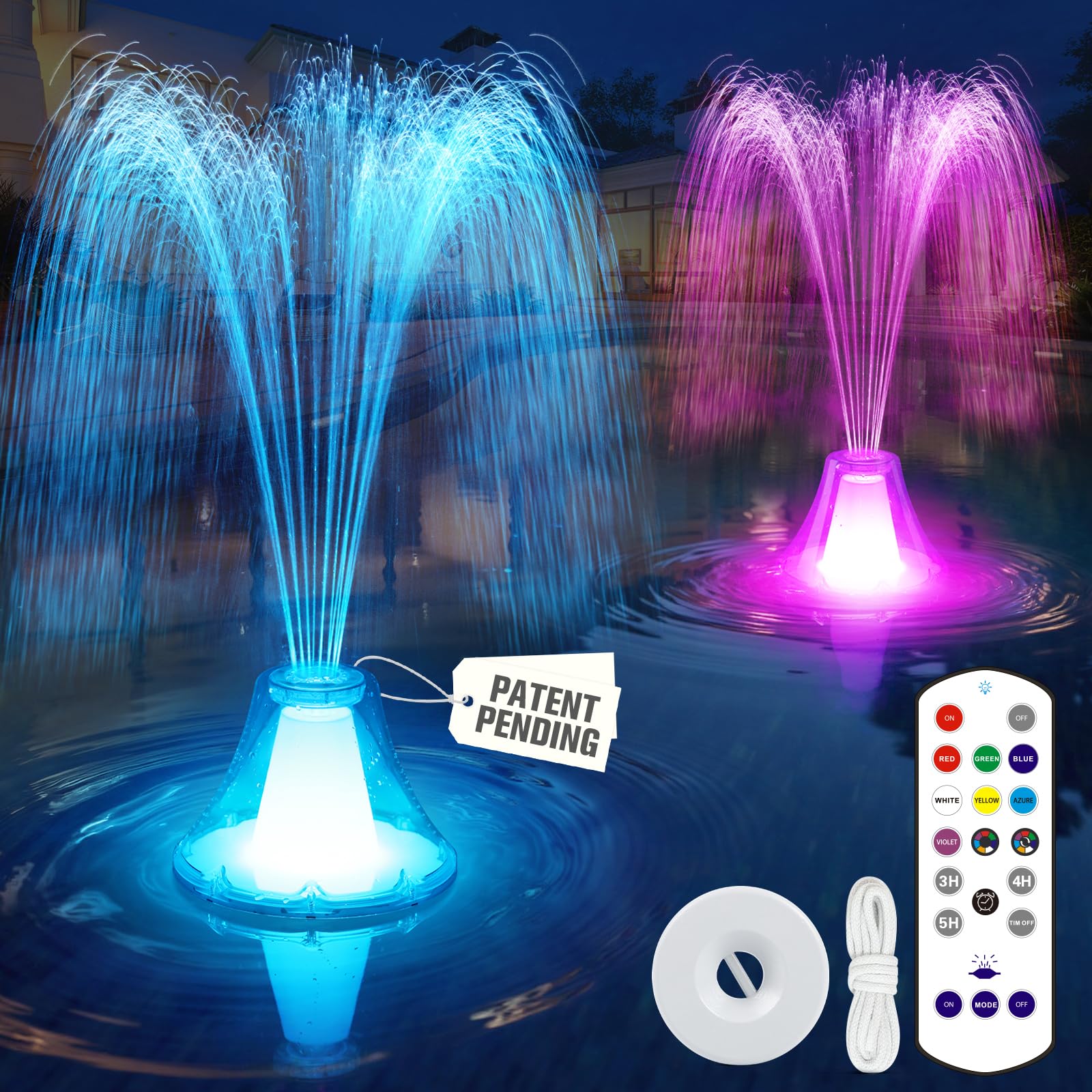 PoolPop Floating Pool Fountain front view in water