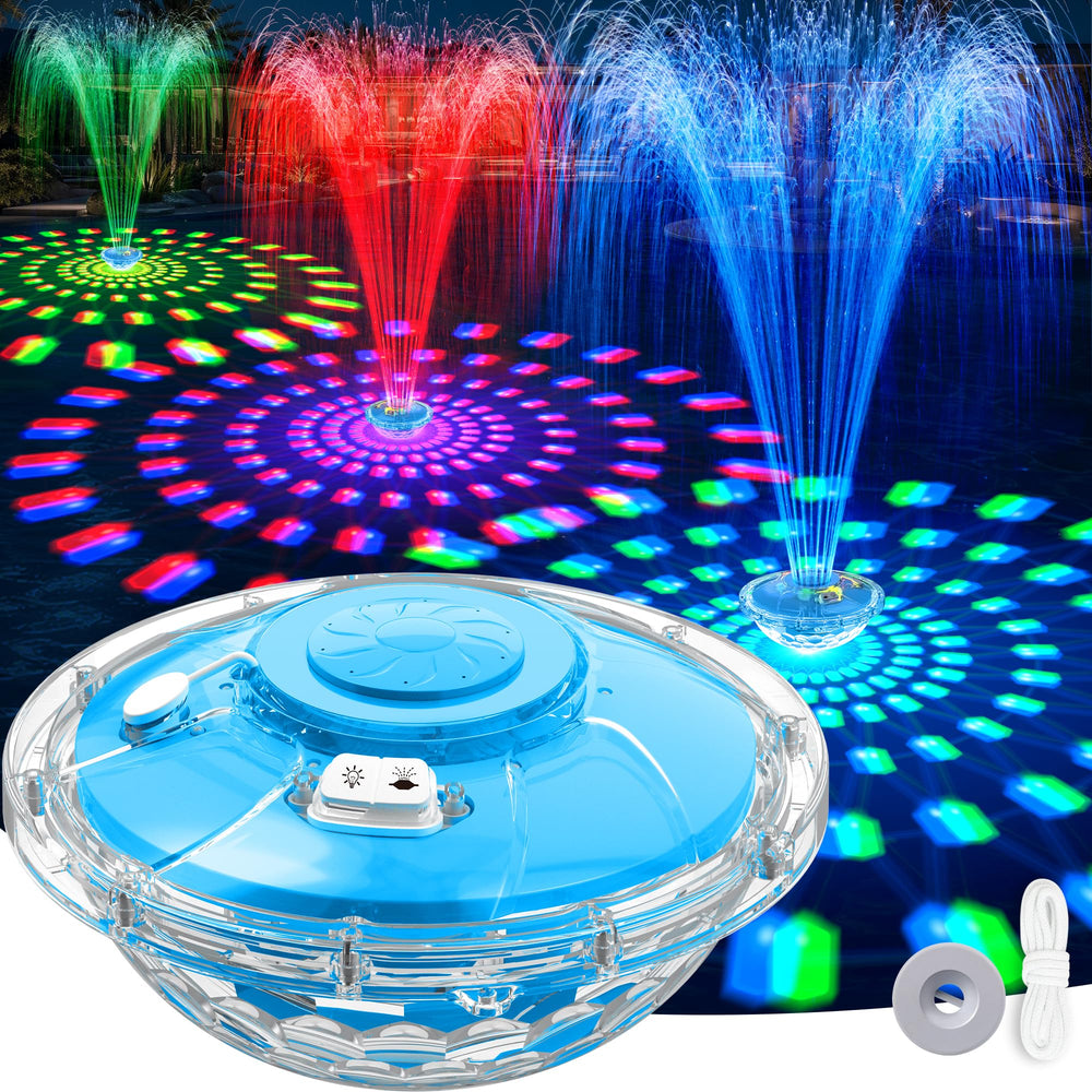 PoolPop Floating Pool Fountain with light, blue color, and large size