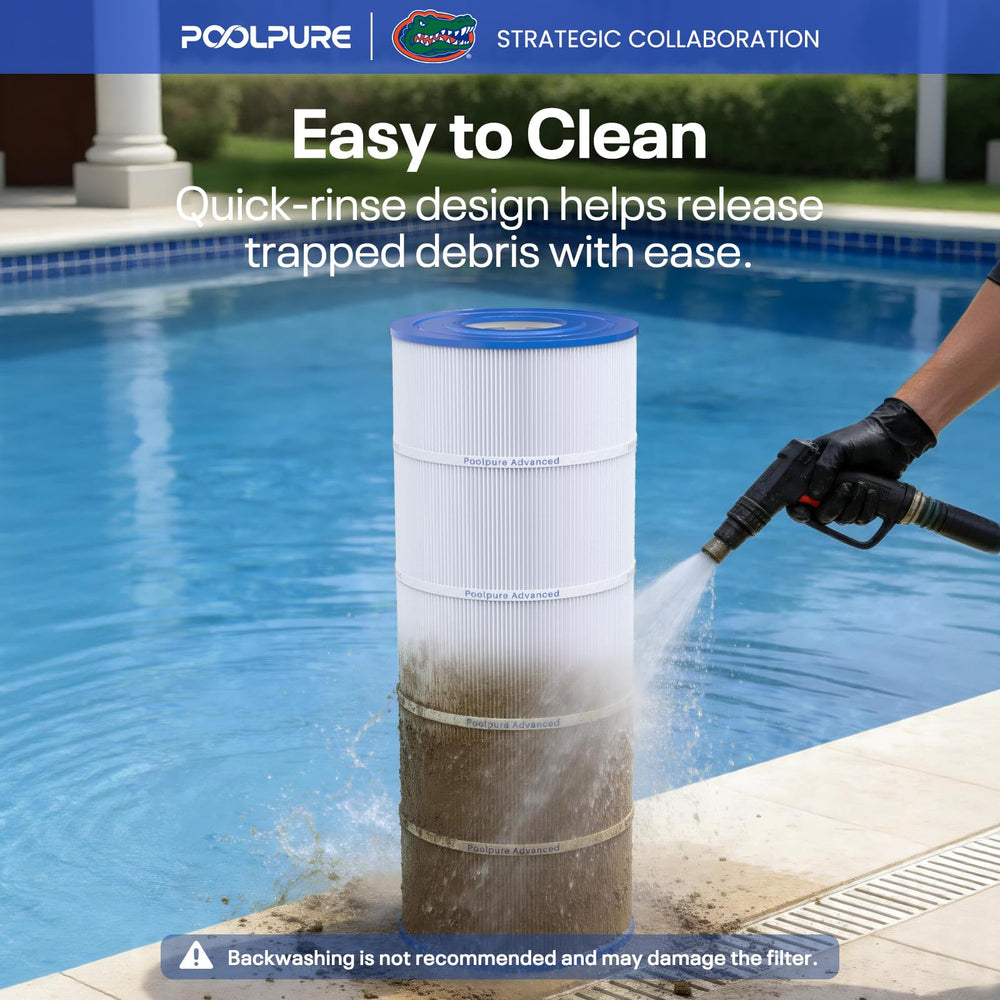 POOLPURE C1200 Pool Filter Cartridge showing dirt-locking technology