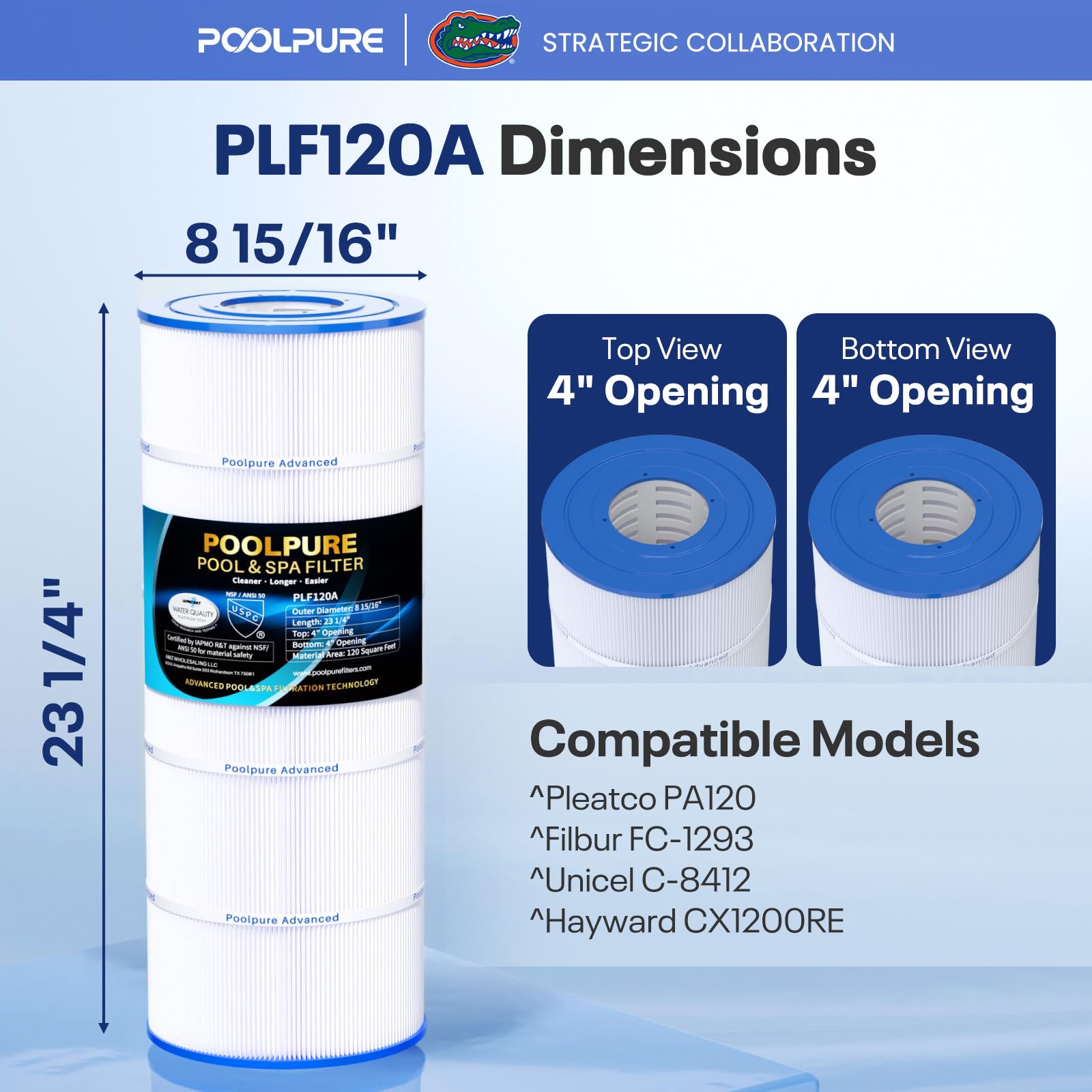 POOLPURE C1200 Pool Filter Cartridge top view