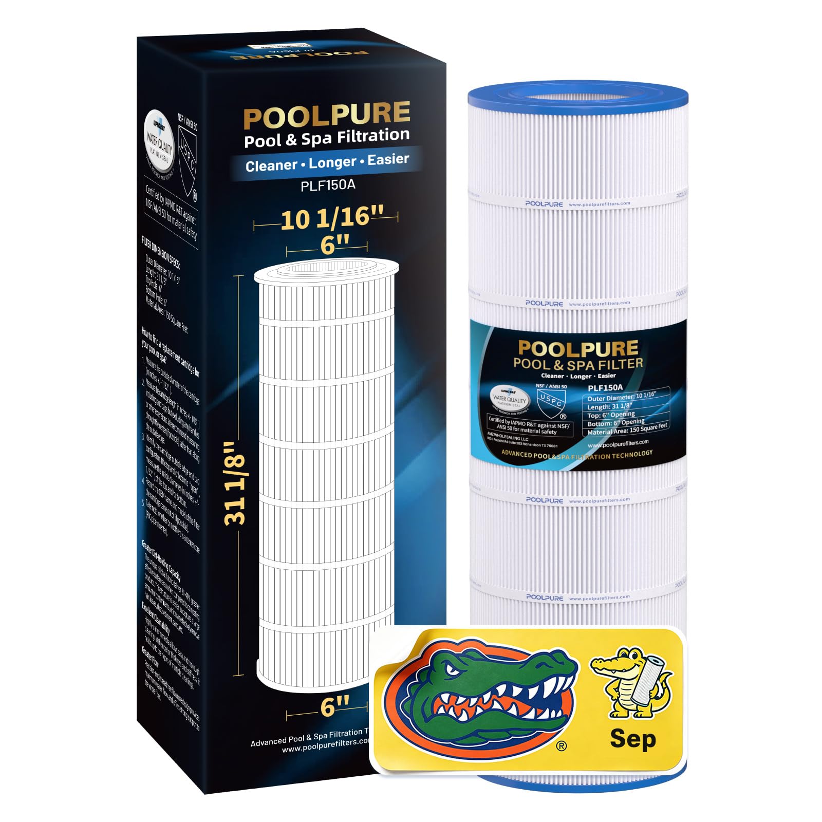 POOLPURE CC150 Pool Filter front view, 150 sq. ft filtration