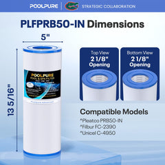 POOLPURE Hot Tub Filter PLFPRB50-IN top opening detail
