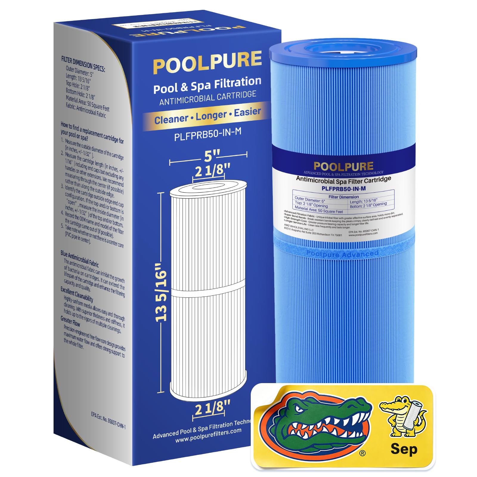 POOLPURE PRB50-IN Anti-Biofilm Spa Filter, front view