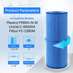 POOLPURE PRB50-IN filter dimensions and specifications