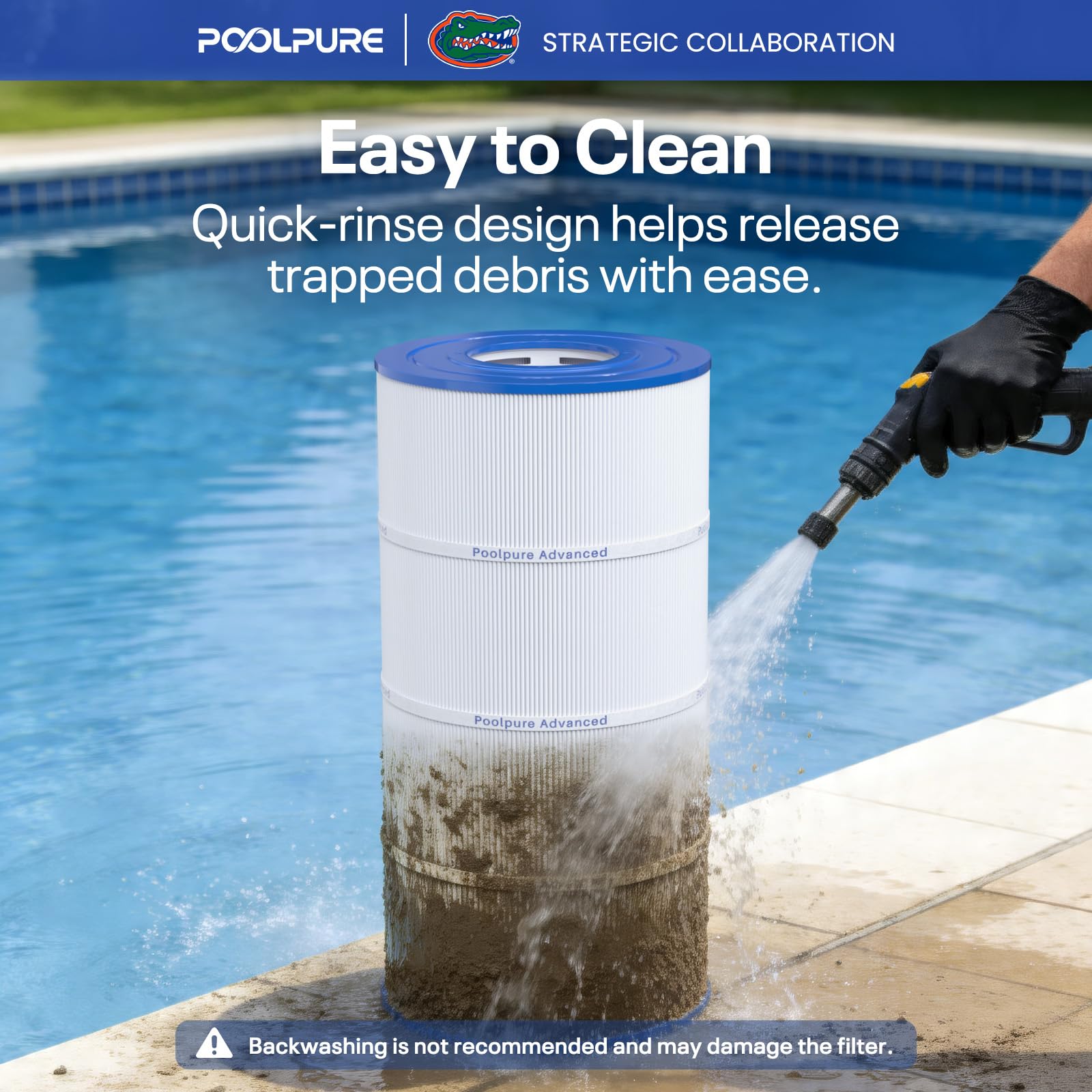 POOLPURE PXST100 Pool Filter, dimensions on ruler