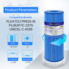POOLPURE Spa Filter Cartridge PRB25-IN-M side view