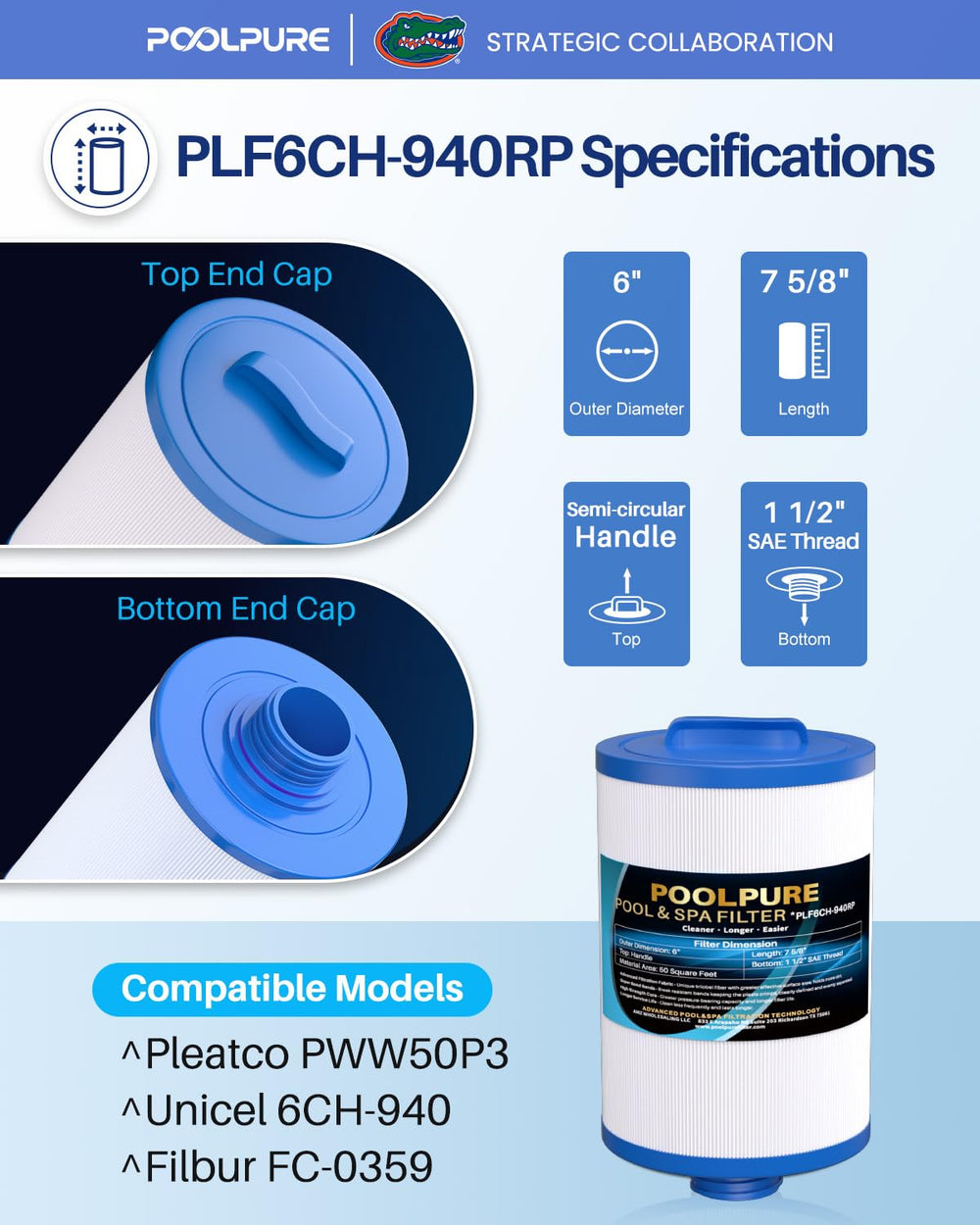 POOLPURE Spa Filter with circular handle