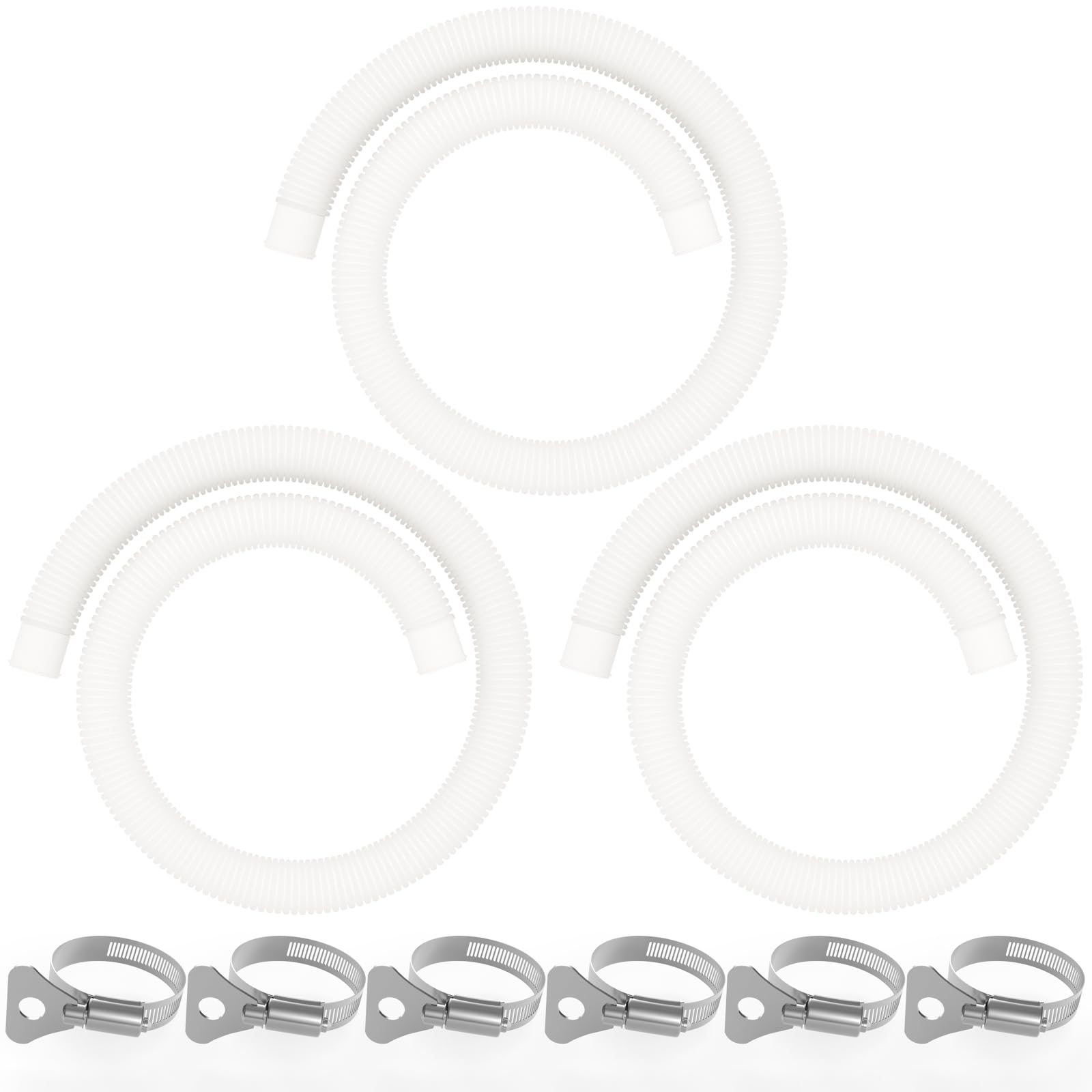 Poolvio 1.25" diameter x 59" long pool hoses, pack of three