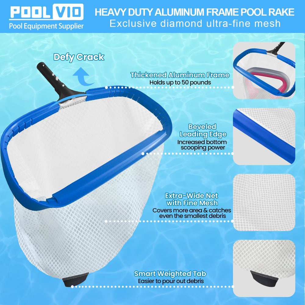 Poolvio 20-inch Pool Skimmer attached to a standard pool pole