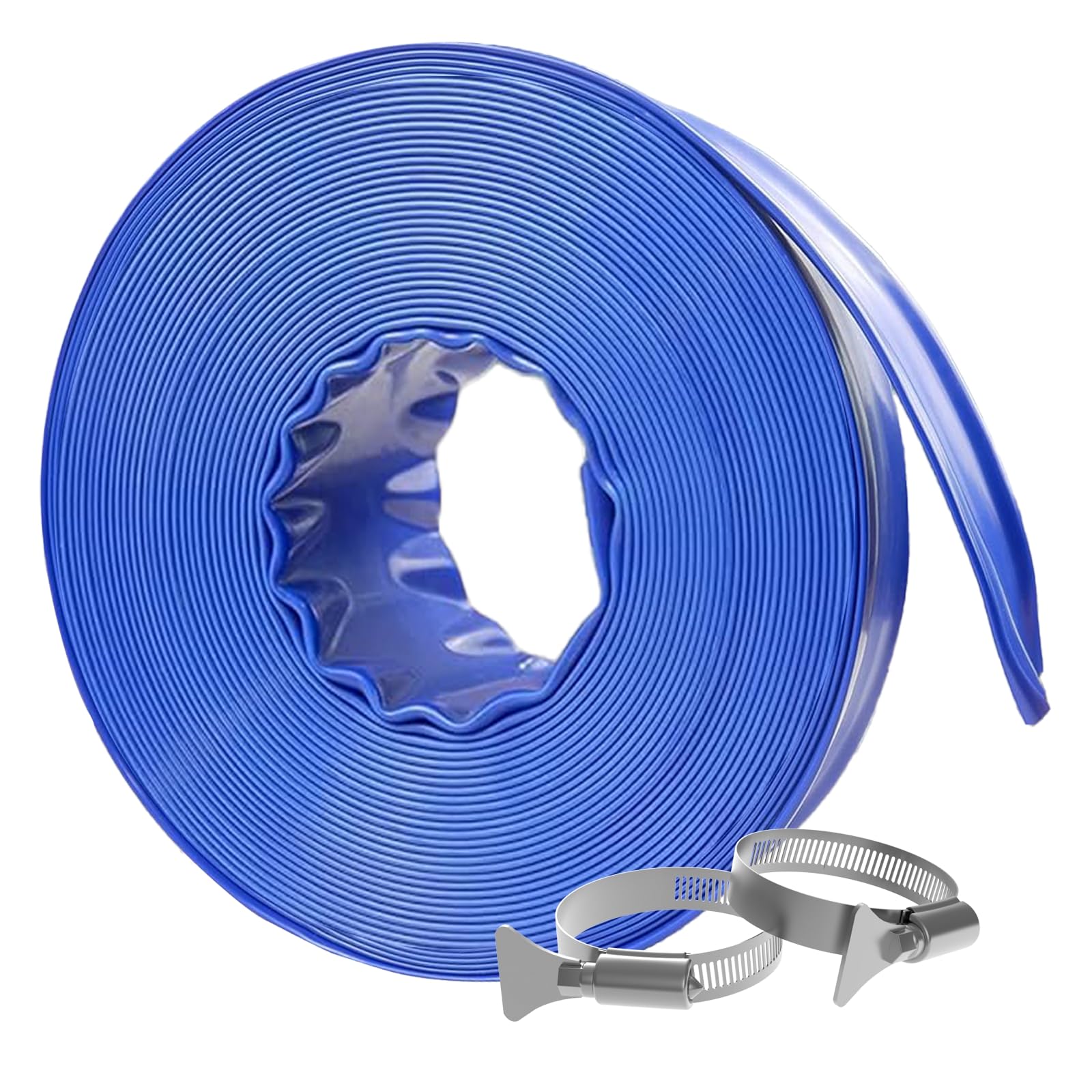 Poolvio Backwash Hose 2" x 50 ft, blue colour, front view
