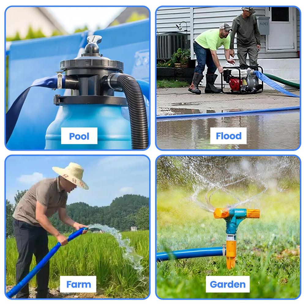 Poolvio Backwash Hose with label information