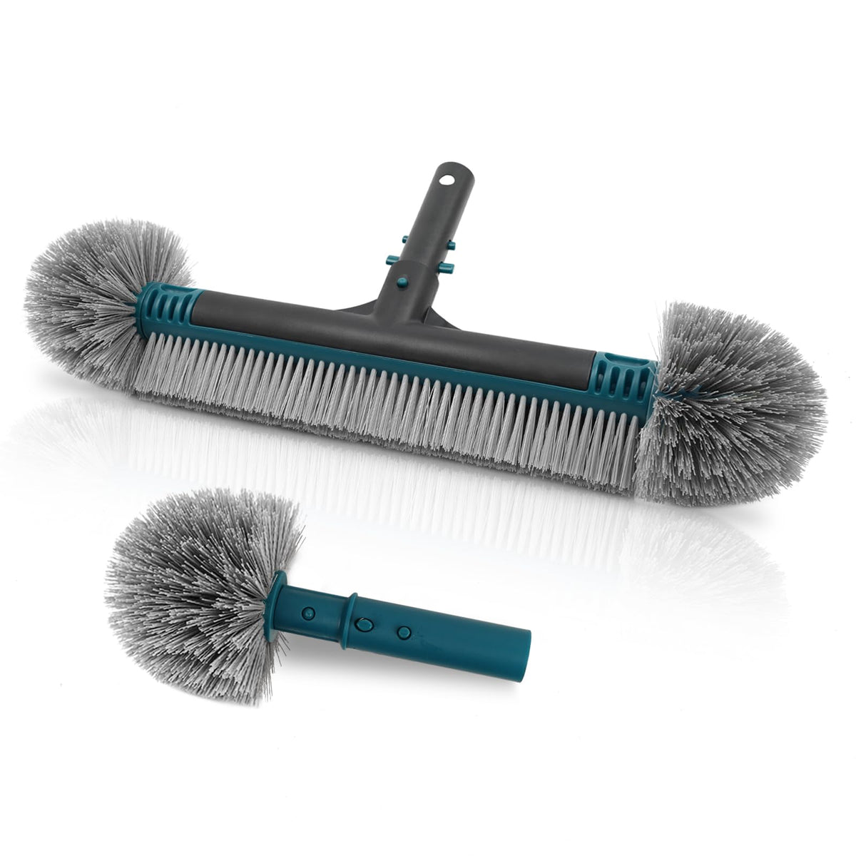 POOLWHALE 20-inch detachable pool brush front view with nylon bristles