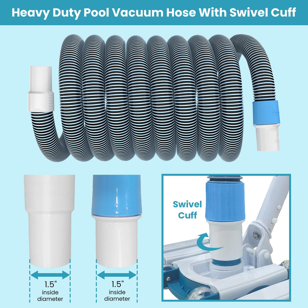 POOLWHALE 30ft pool vacuum hose in use