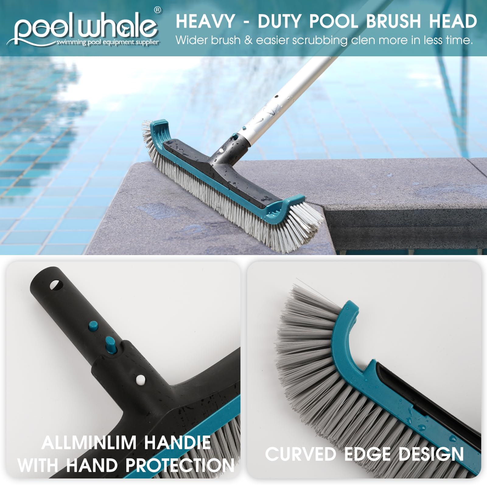 POOLWHALE cleaning kit set displayed outdoors by a swimming pool
