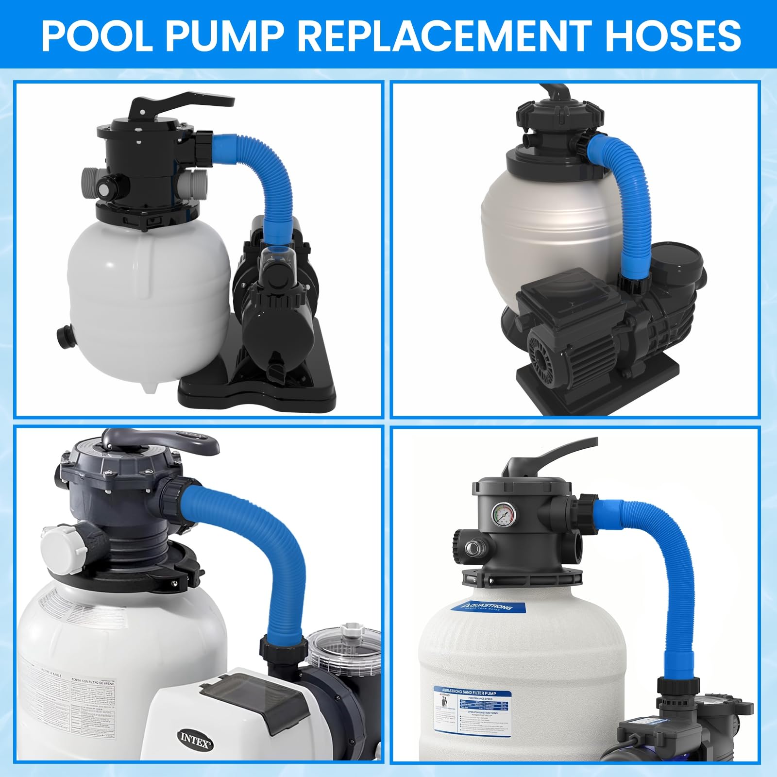 POOLWHALE hoses compatible with Intex filter pump