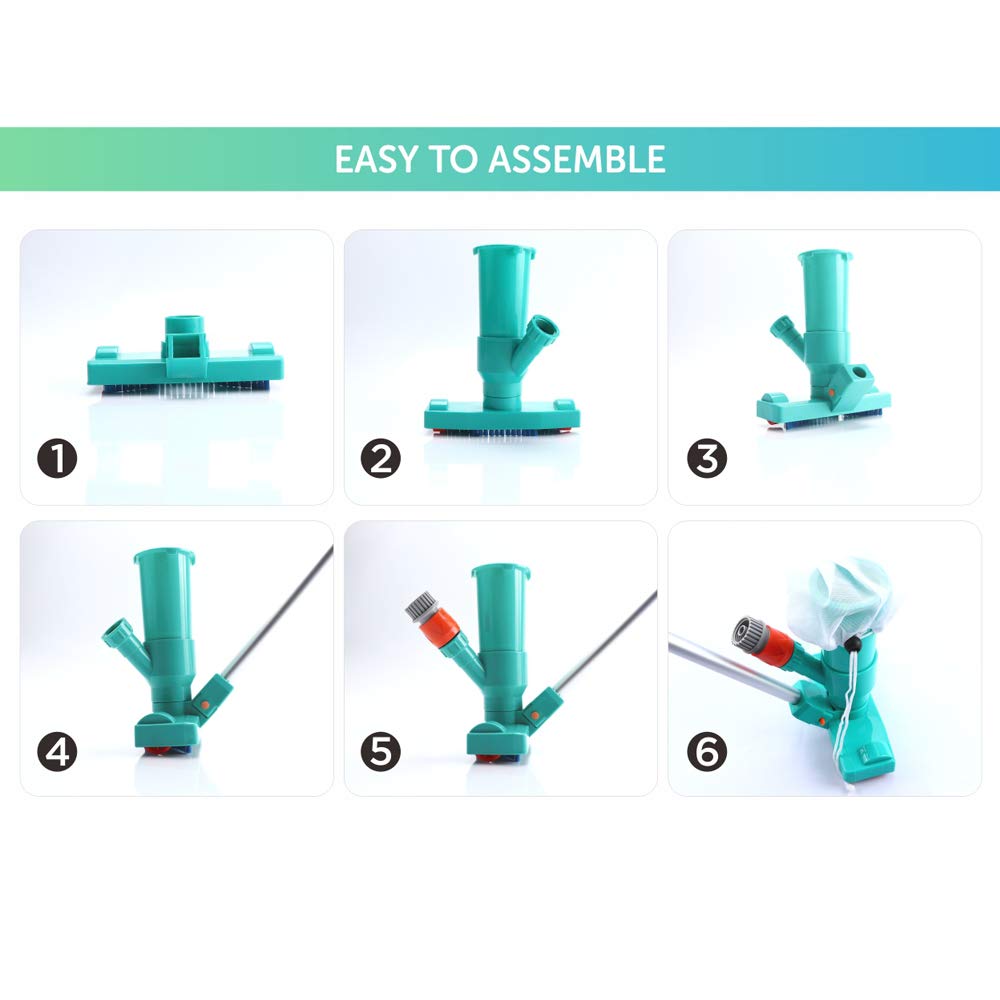 POOLWHALE Mini Pool Vacuum dimensions and setup