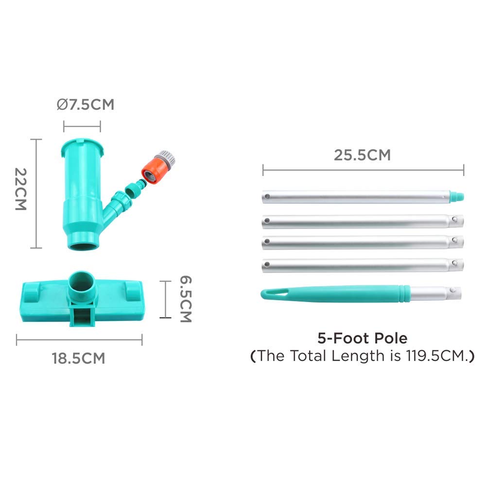 POOLWHALE Mini Pool Vacuum with extension pole