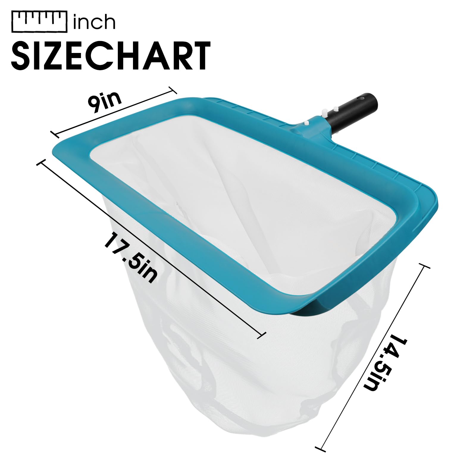 POOLWHALE Pool Skimmer Net side view highlighting lightweight plastic frame