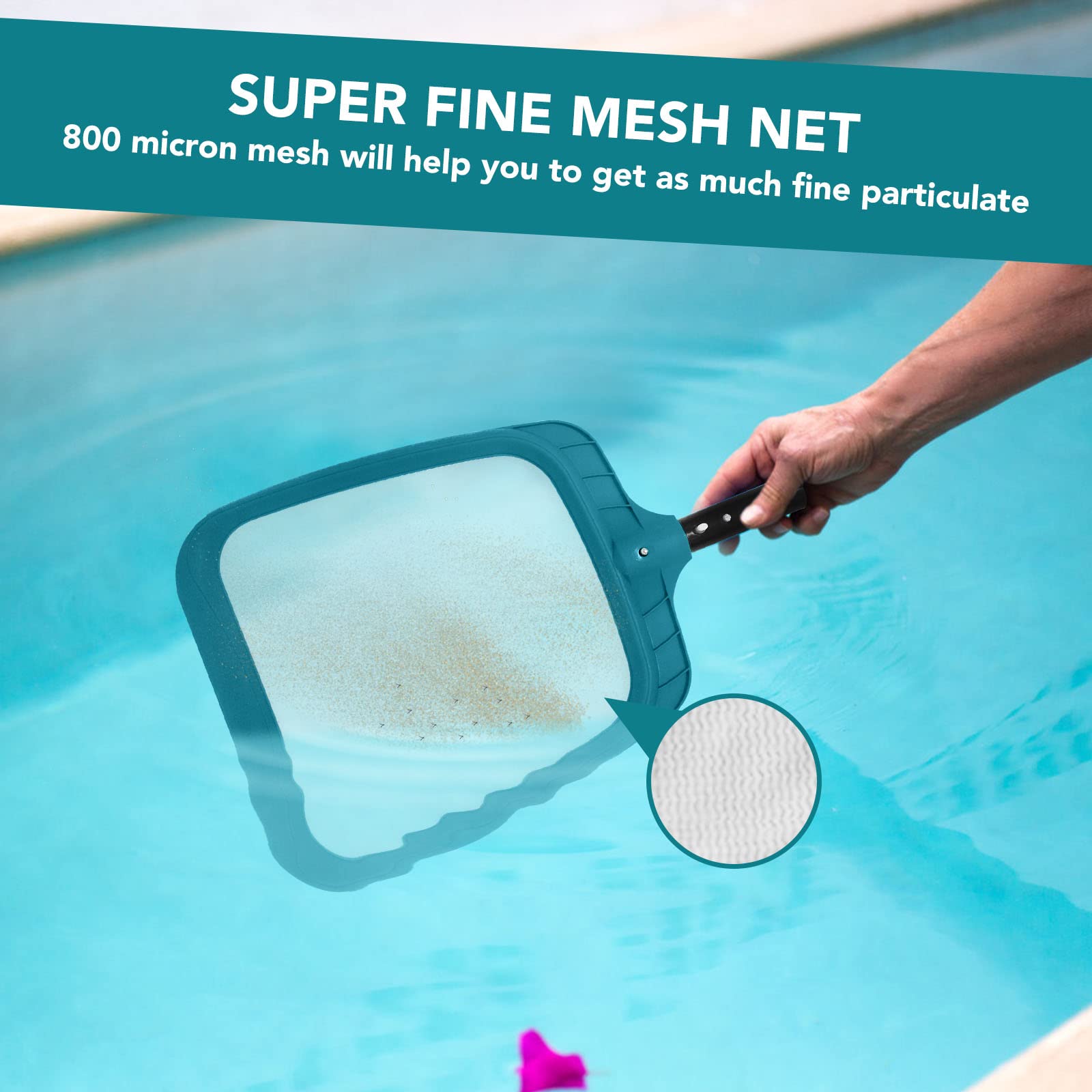 POOLWHALE skimmer displaying universal pole holder