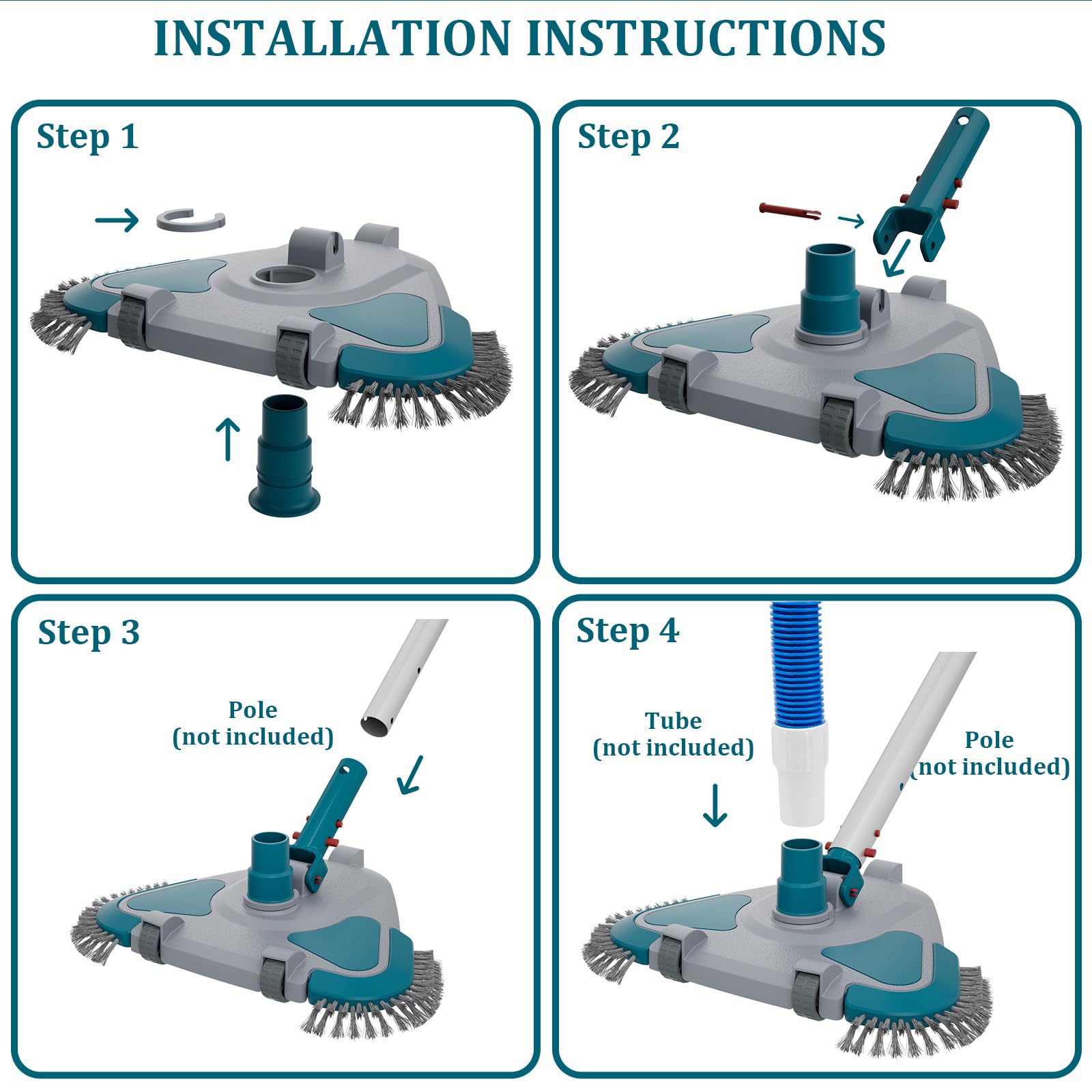 POOLWHALE Triangular Vacuum Head in green color
