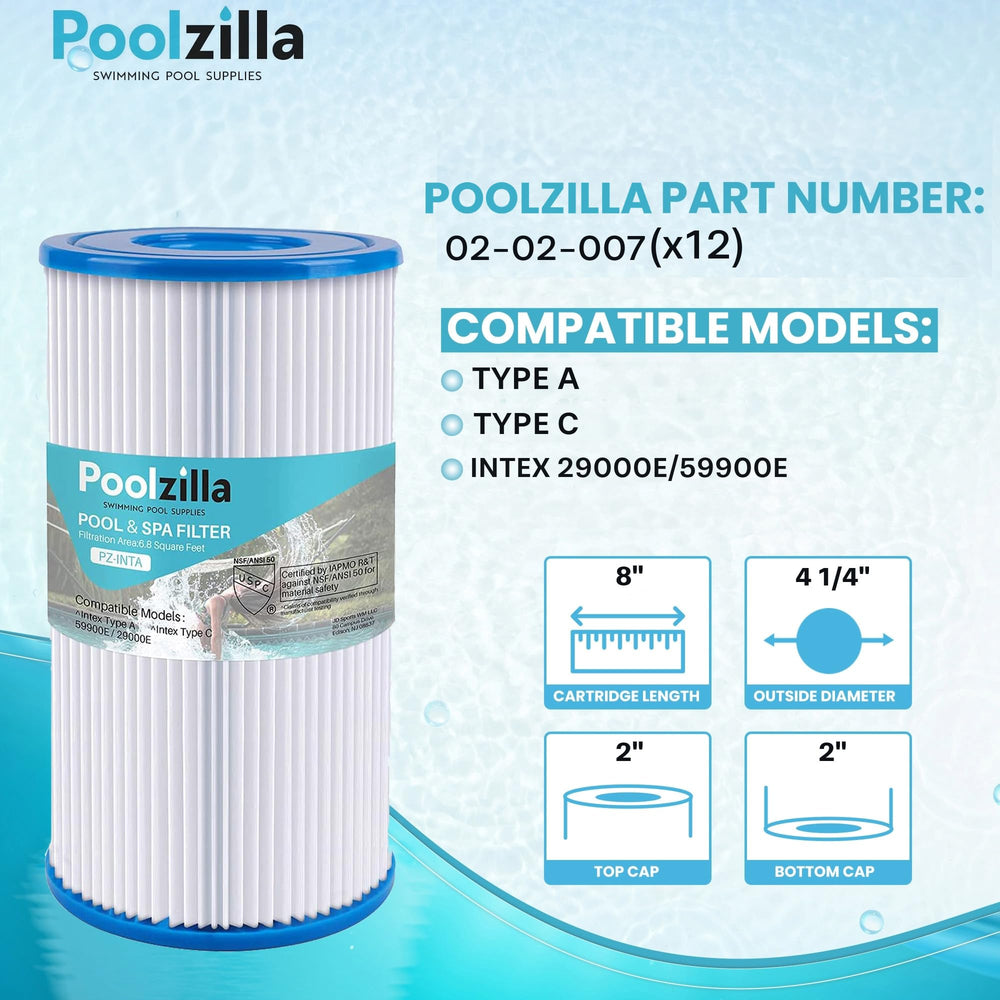 Poolzilla filter cartridge dimensions 8 inch length 4.25 inch diameter