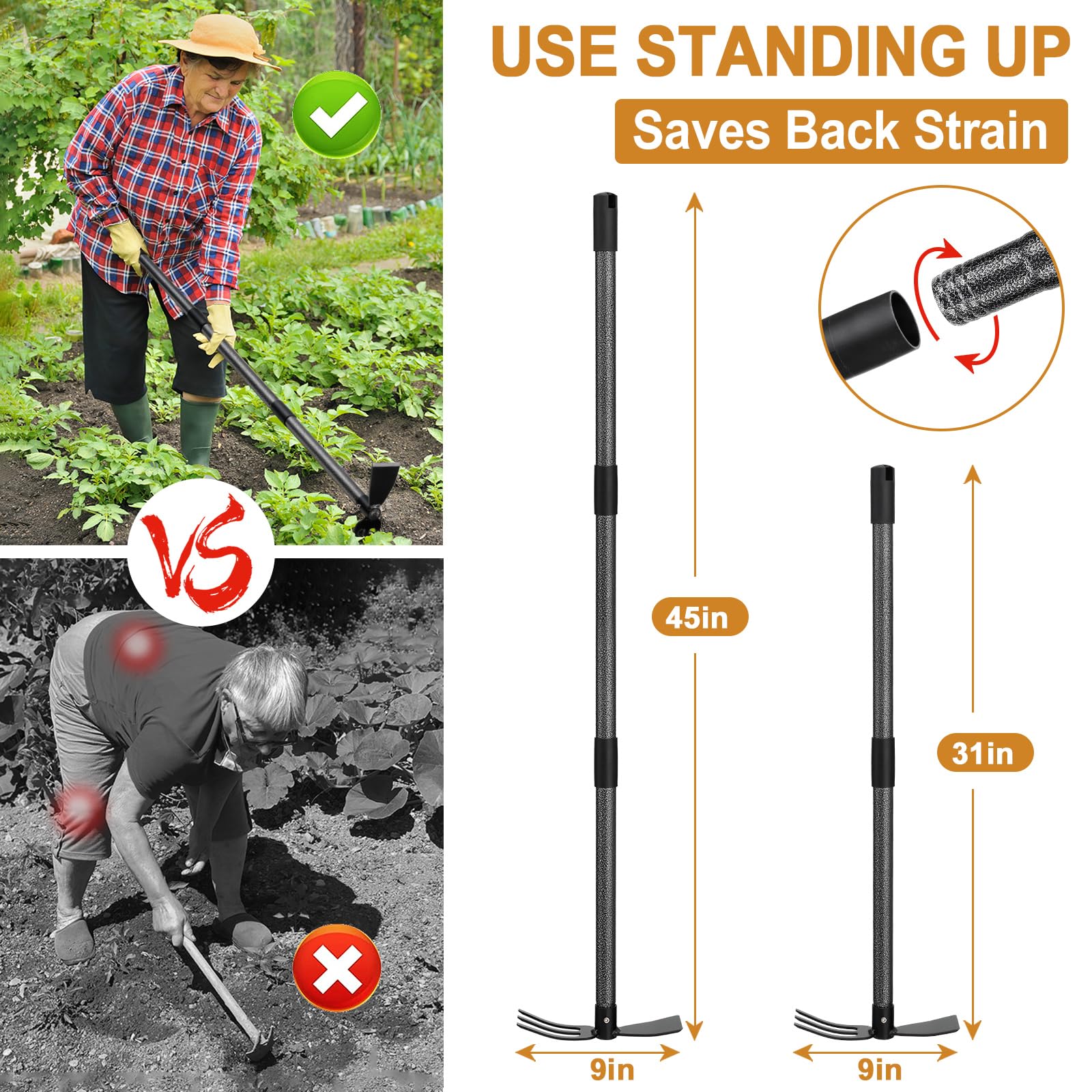 PoPoHoser dual-head hoe tool in use in garden