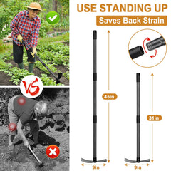 PoPoHoser dual-head hoe tool in use in garden