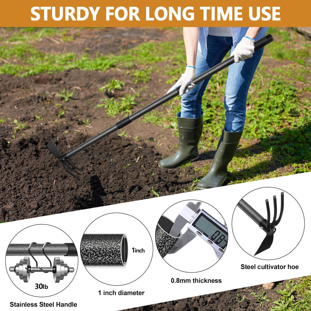 PoPoHoser Garden Hoe Tool assembled with 45-inch handle