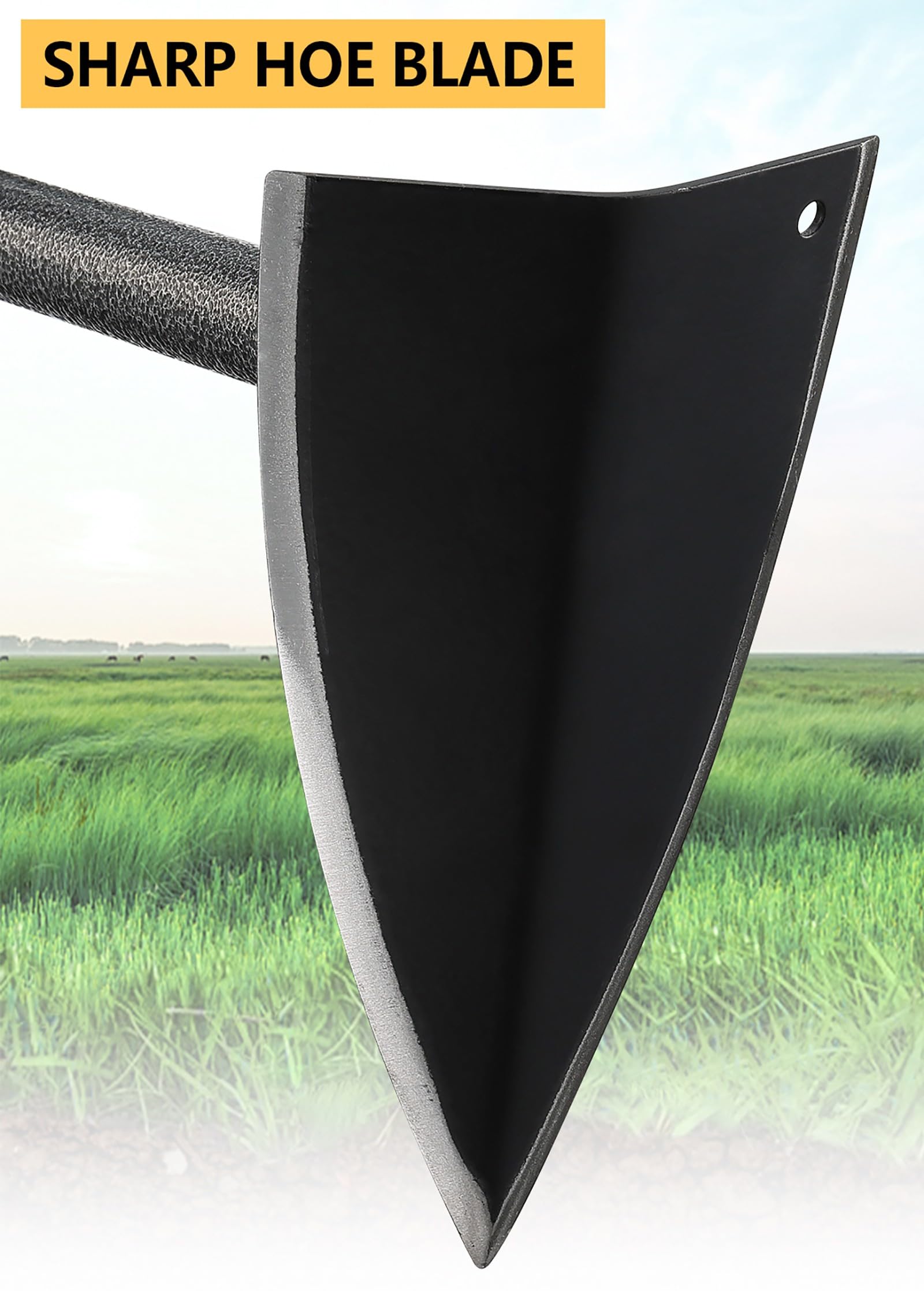 PoPoHoser Hoe Garden Tool side view showing adjustable handle