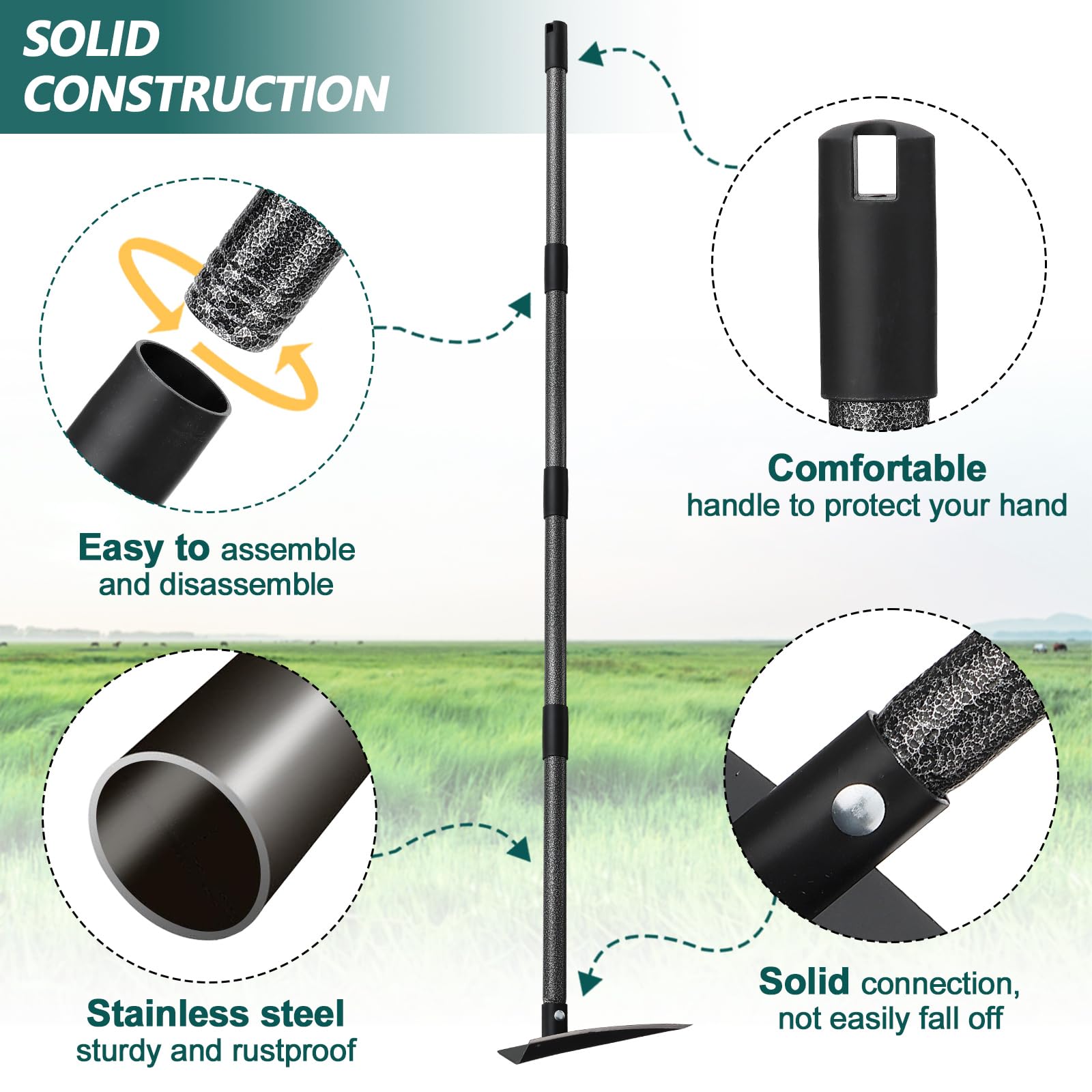 PoPoHoser Hoe Garden Tool standing upright for storage
