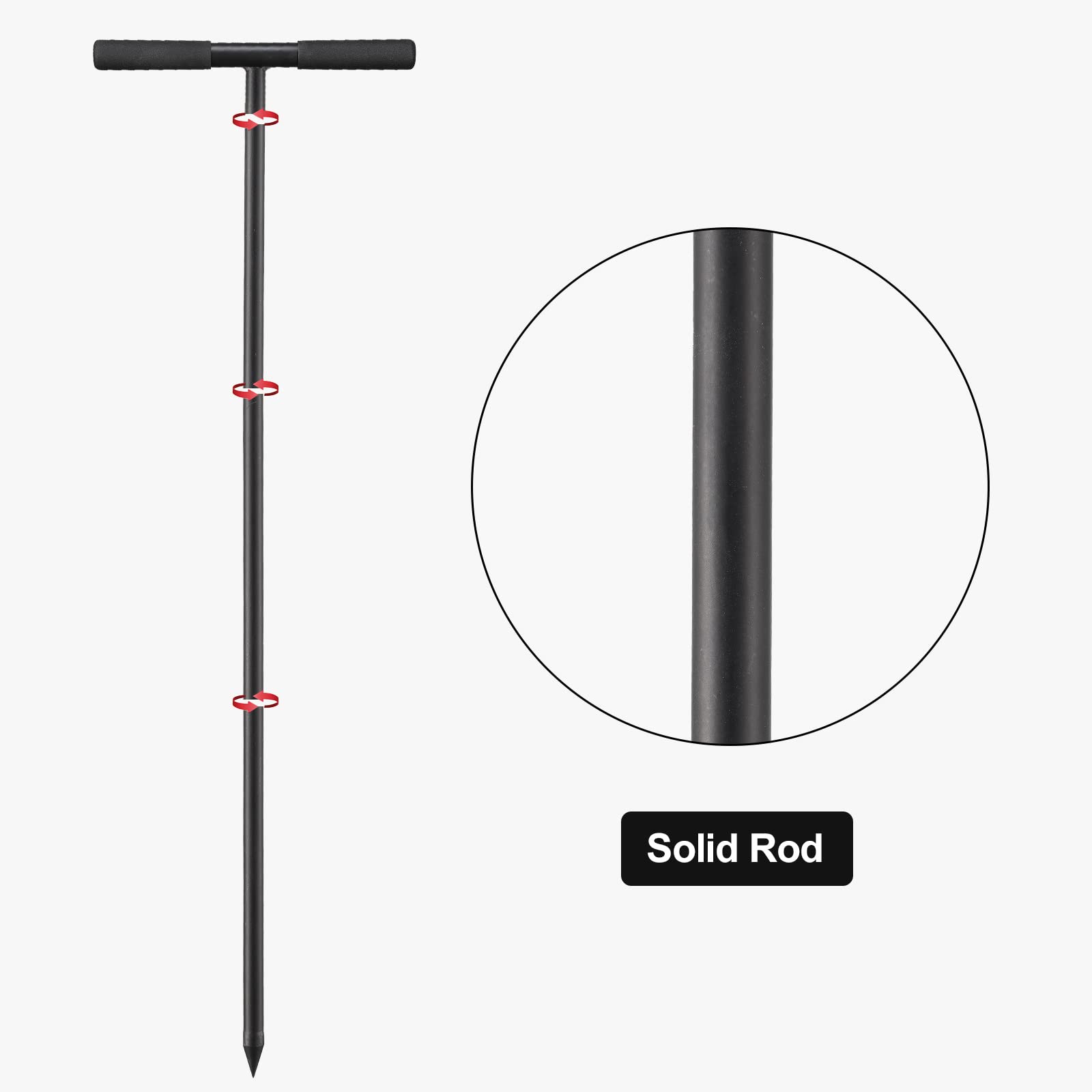 PoPoHoser Soil Probe Rod in use in a garden setting