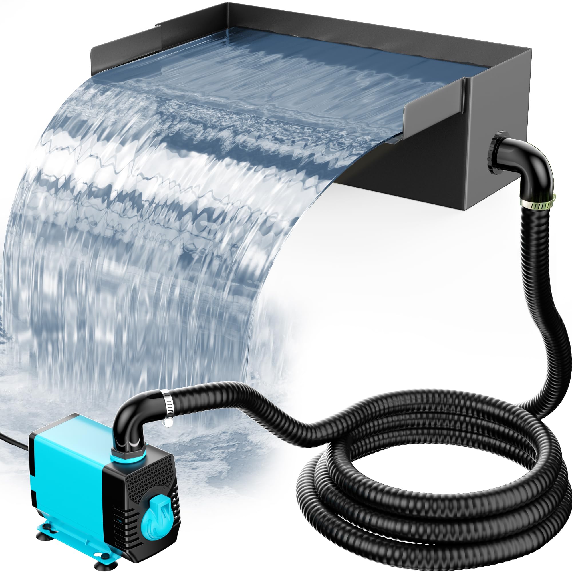 POPOSOAP 12-inch stainless steel pond waterfall box front view