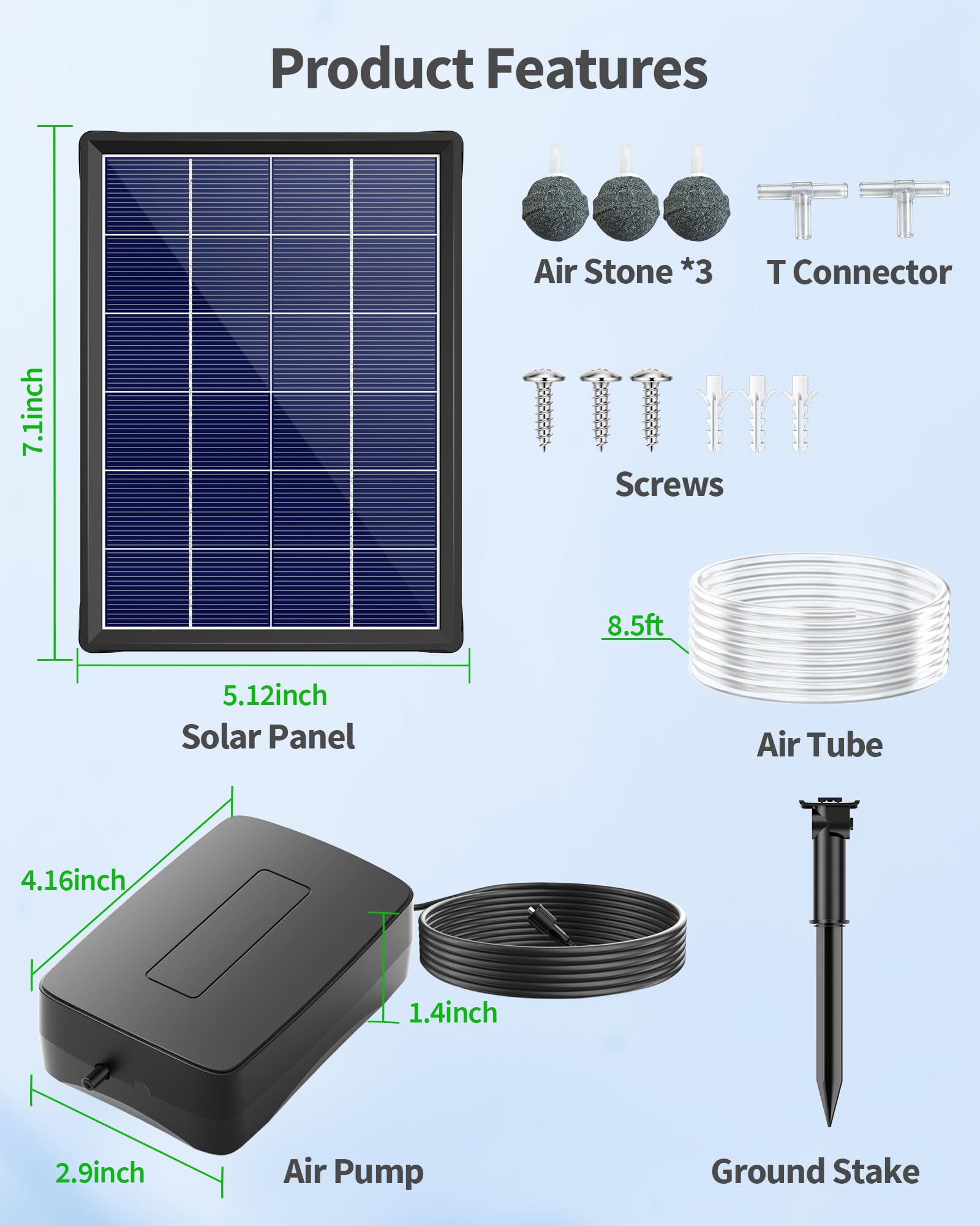 POPOSOAP 4W Solar Pond Aerator and ground stake
