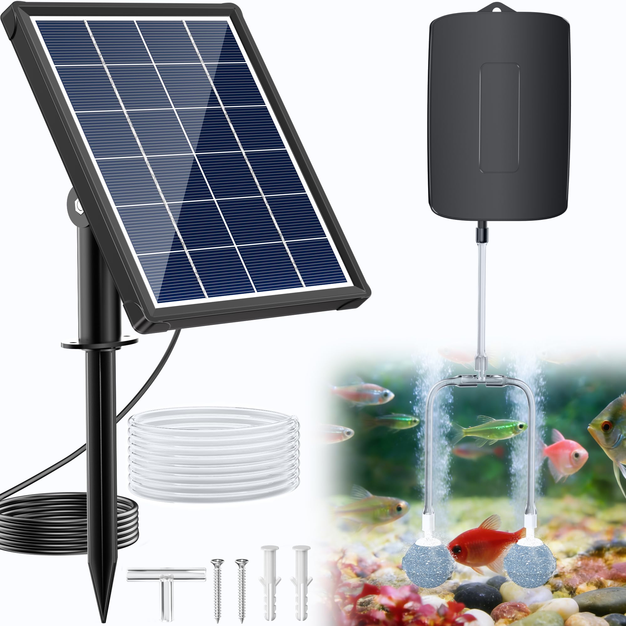 POPOSOAP 4W Solar Pond Aerator with solar panel and air pump