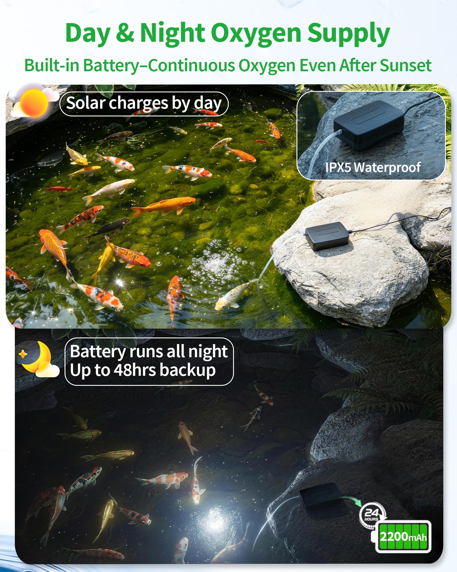 POPOSOAP solar aerator setup in a pond