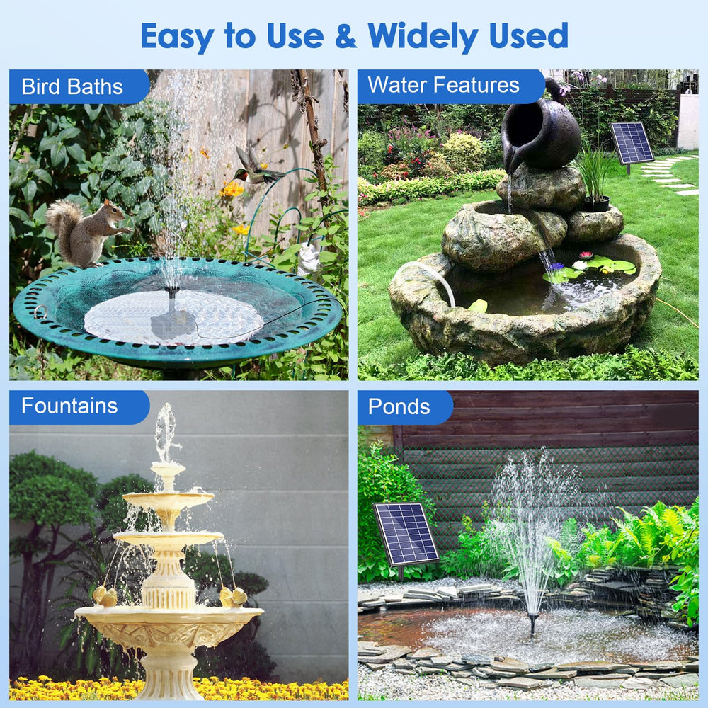 POPOSOAP Solar Fountain Pump in a bird bath setting