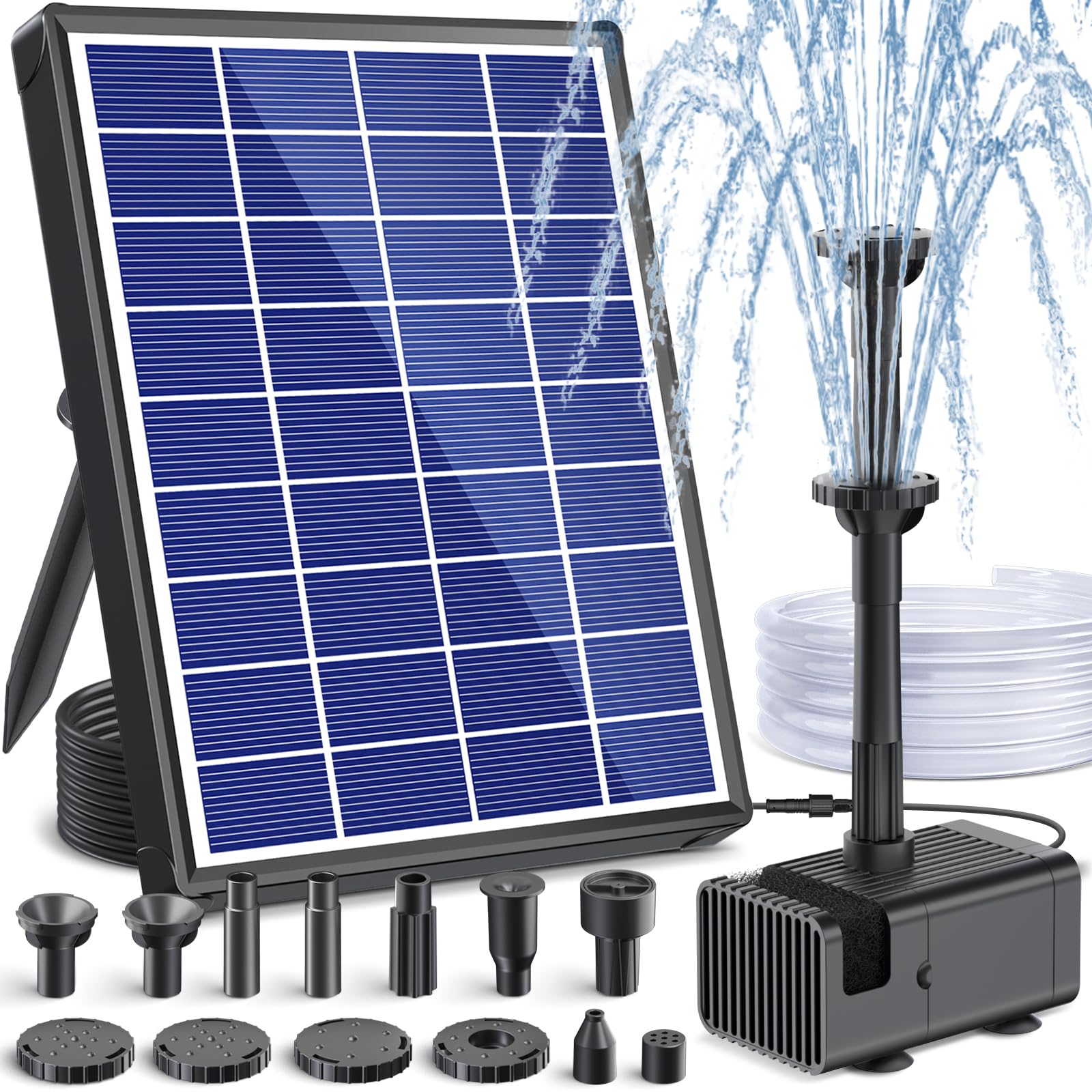 POPOSOAP Solar Fountain Pump with solar panel and nozzles
