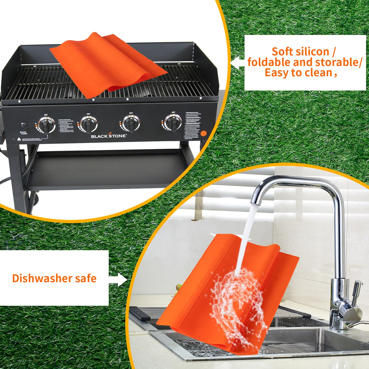 POPQEEN Cuttable Silicone Griddle Mat easy to clean with water