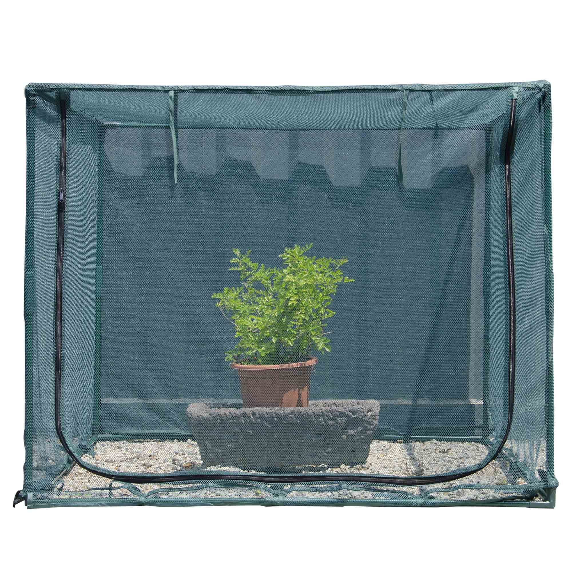 porayhut 4'x4' netting cover front view with double zipper