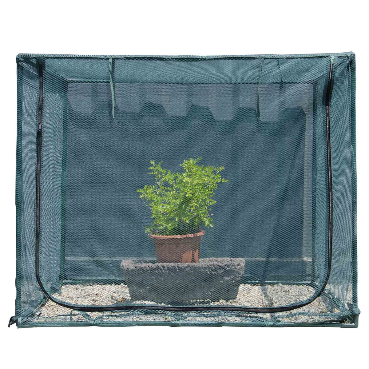 porayhut 4'x4' netting cover front view with double zipper