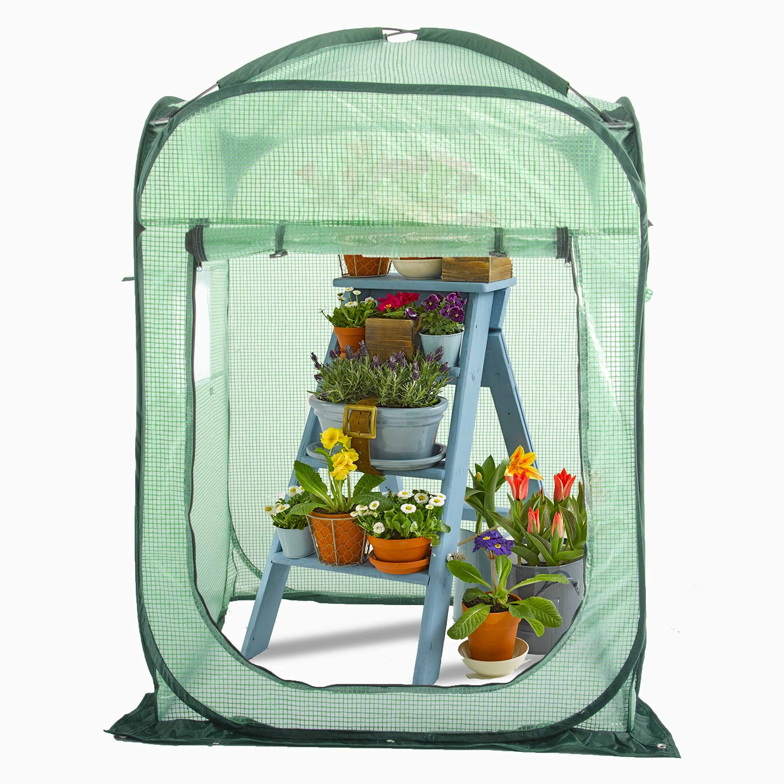 porayhut Pop Up Greenhouse Tent front view with zippered door
